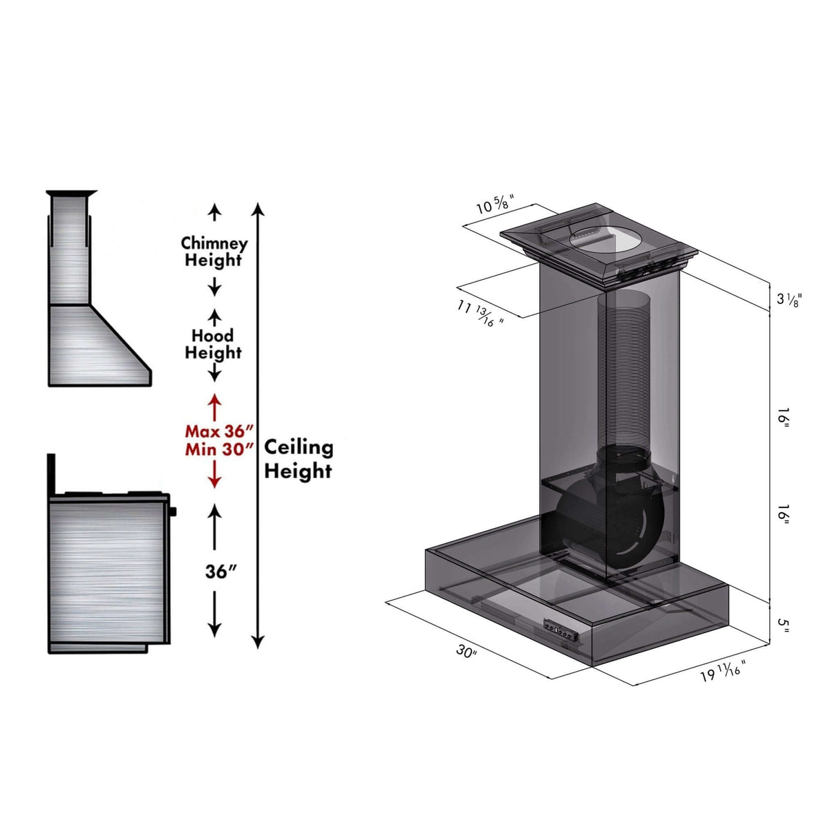 ZLINE 30 in. Professional Wall Mount Range Hood In Stainless Steel With Crown Molding (KECOMCRN-30)