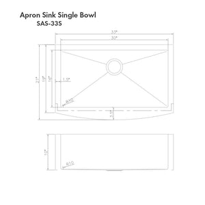 ZLINE 33 in. Vail Farmhouse Apron Mount Single Bowl Kitchen Sink with Bottom Grid (SAS-33)