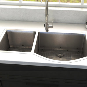 ZLINE 33 in. Cortina Undermount Double Bowl Kitchen Sink with Bottom Grid (SC70D-33)