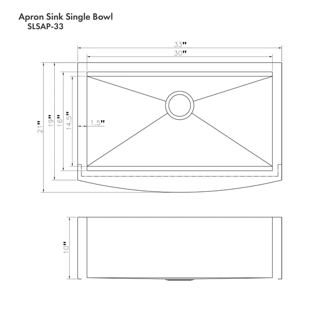 ZLINE 33 in. Moritz Farmhouse Apron Mount Single Bowl Kitchen Sink with Bottom Grid and Accessories (SLSAP-33)