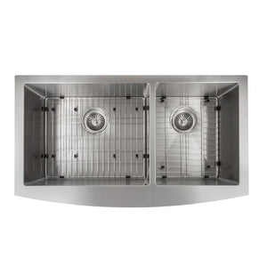 ZLINE 36 in. Courchevel Farmhouse Apron Mount Double Bowl Kitchen Sink with Bottom Grid (SA60D-36)