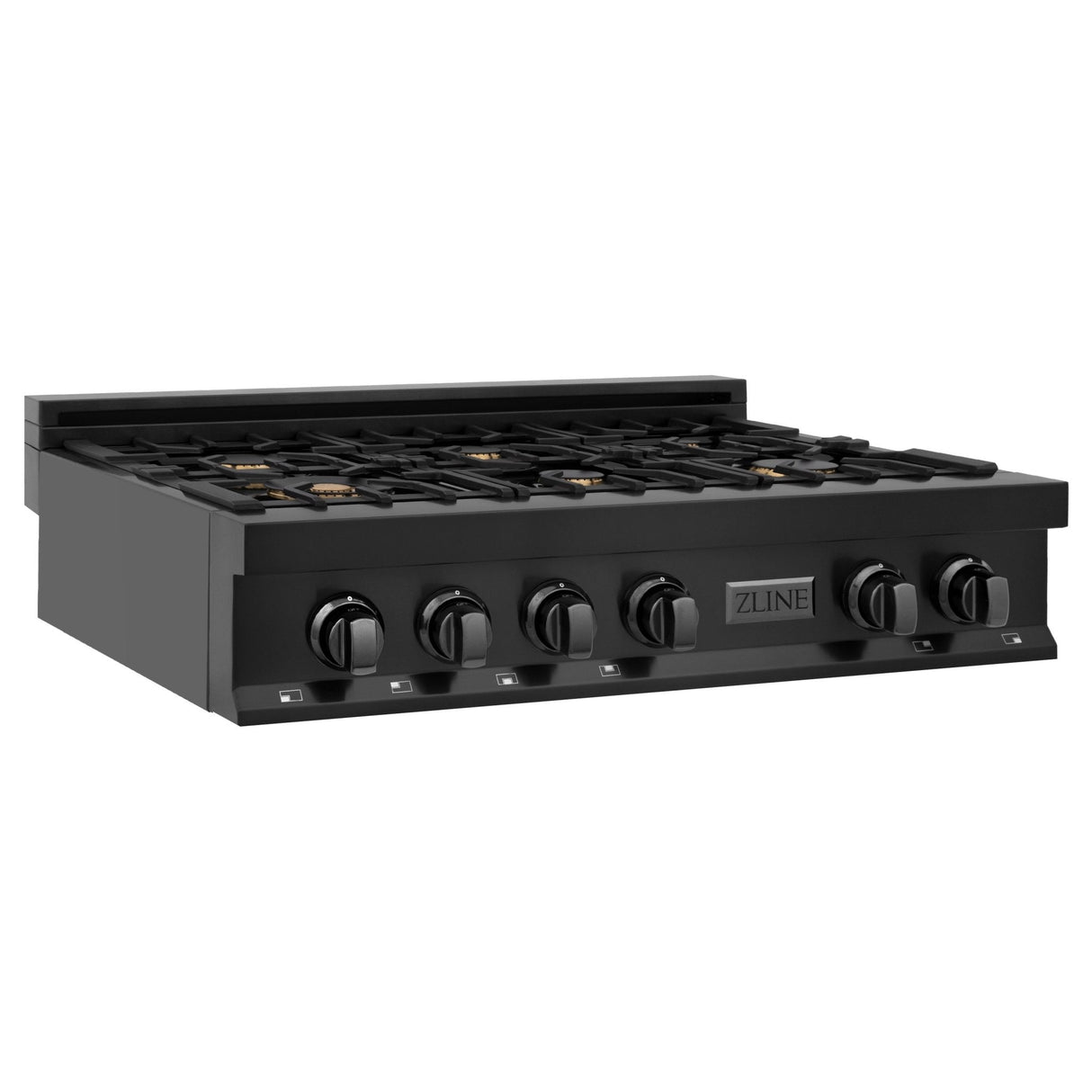 ZLINE 36 in. Porcelain Gas Stovetop in Black Stainless with 6 Gas Brass Burners (RTB-BR-36)