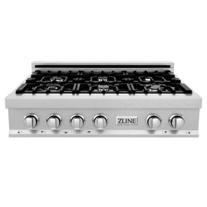 ZLINE 36 in. Legacy Gas Rangetop with 6 Burners and Porcelain Cooktop in DuraSnow® Stainless Steel (RTS-36)