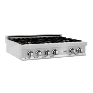 ZLINE 36 in. Porcelain Rangetop in DuraSnow® Stainless Steel with 6 Gas Burners (RTS-36)
