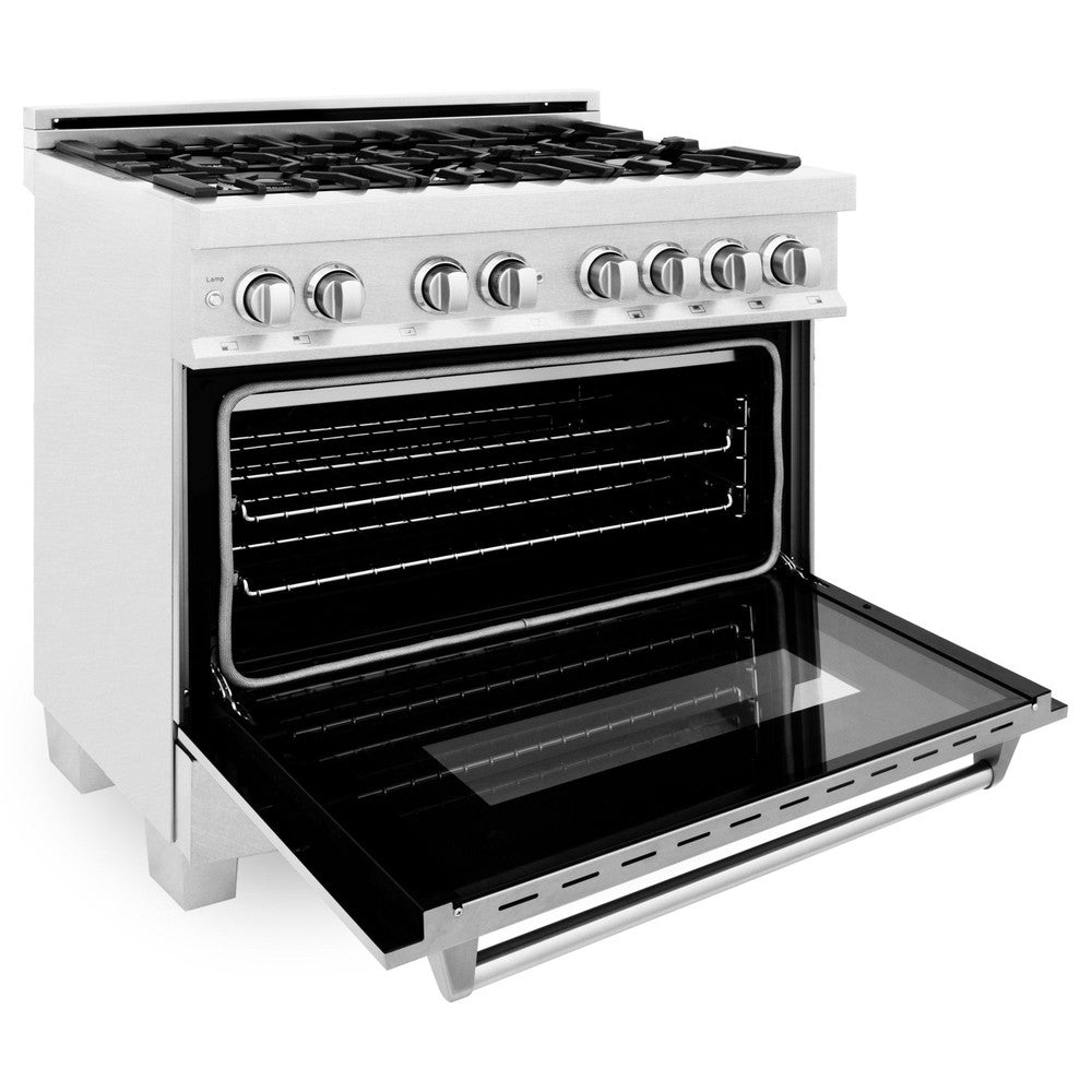ZLINE 36 in. 4.6 cu. ft. Legacy Dual Fuel Range with 6 Burner Gas Cooktop and Electric Convection Oven in DuraSnow® Stainless Steel (RAS-SN-36)