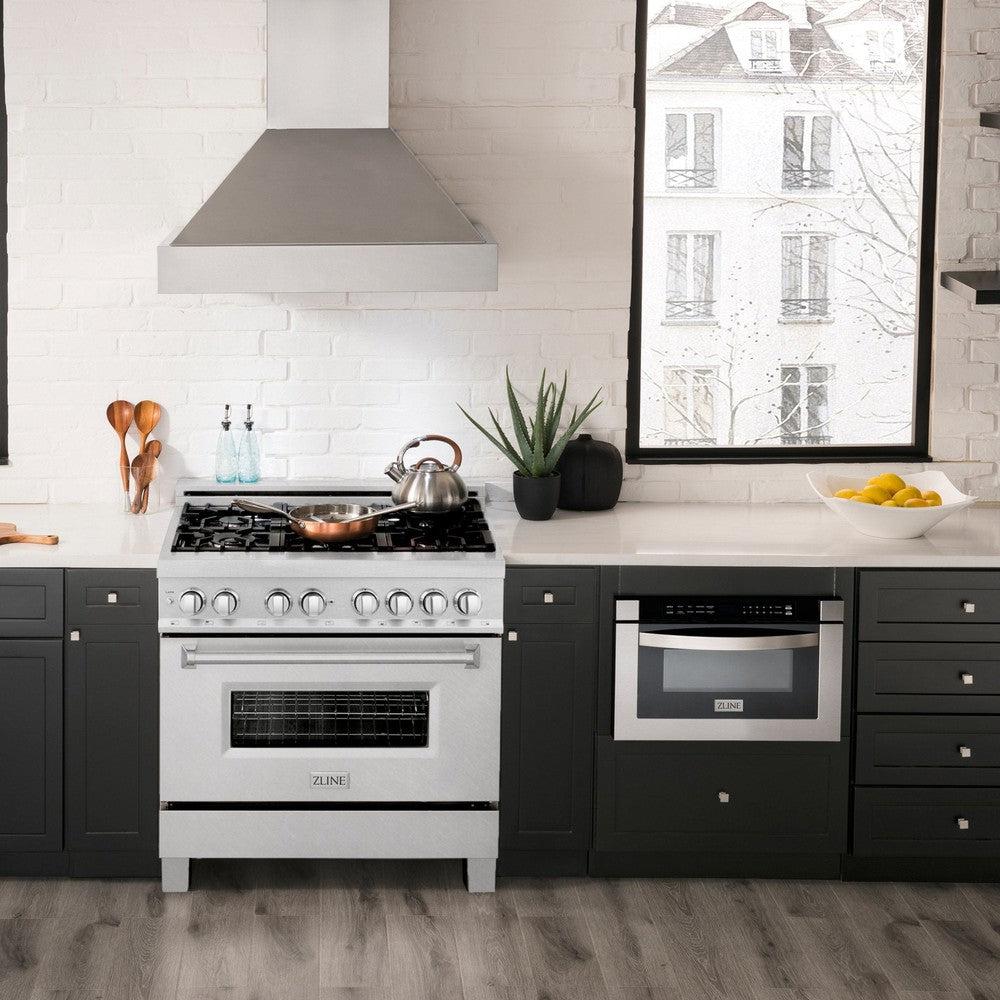 ZLINE 36 in. 4.6 cu. ft. Legacy Dual Fuel Range with 6 Burner Gas Cooktop and Electric Convection Oven in DuraSnow® Stainless Steel (RAS-SN-36)
