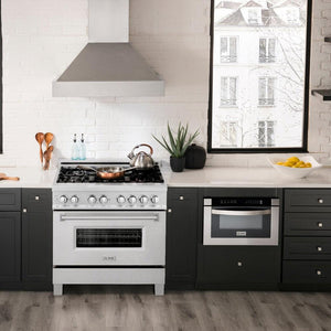 ZLINE 36 in. 4.6 cu. ft. Legacy Dual Fuel Range with 6 Burner Gas Cooktop and Electric Convection Oven in DuraSnow® Stainless Steel (RAS-SN-36)