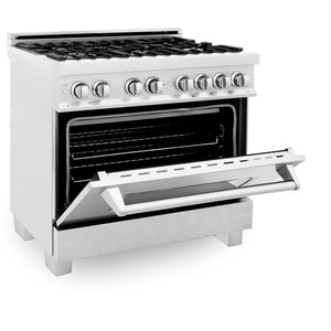 ZLINE 36 in. 4.6 cu. ft. Legacy Dual Fuel Range with 6 Burner Gas Cooktop and Electric Convection Oven in DuraSnow® Stainless Steel (RAS-SN-36)