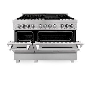 ZLINE 48 in. 6.0 cu. ft. Legacy Dual Fuel Range with 7 Burner Gas Cooktop and 2 Electric Ovens in DuraSnow® Stainless Steel (RAS-SN-48)