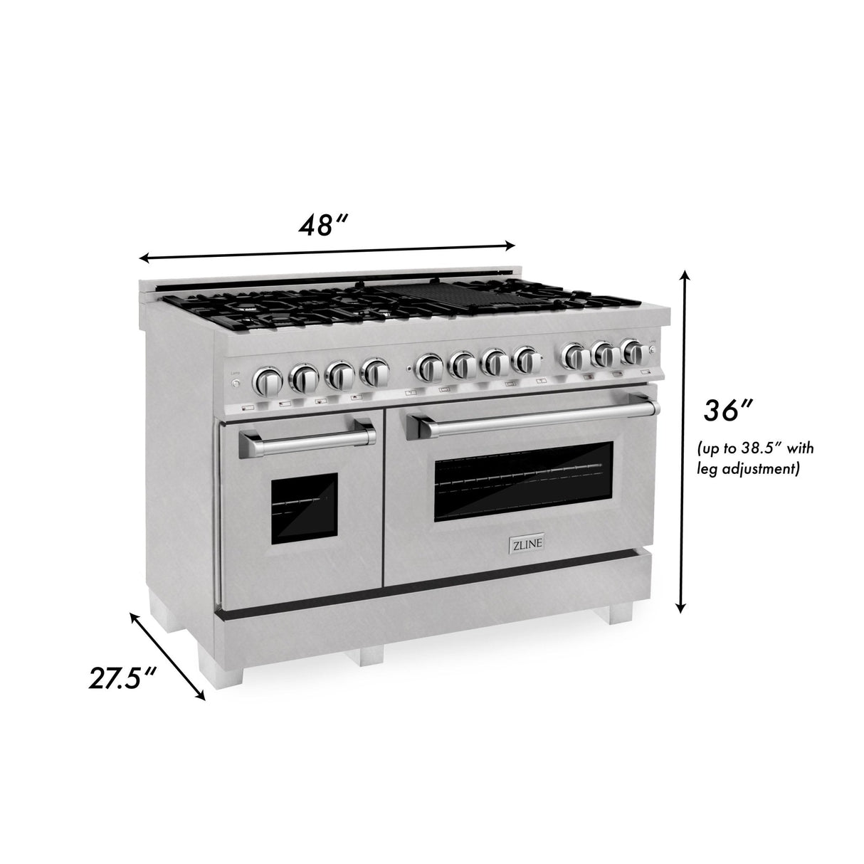 ZLINE 48 in. 6.0 cu. ft. Dual Fuel Range with Gas Stove and Electric Oven in Fingerprint Resistant Stainless Steel (RAS-SN-48)