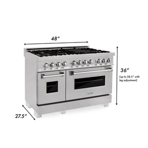 ZLINE 48 in. 6.0 cu. ft. Legacy Dual Fuel Range with 7 Burner Gas Cooktop and 2 Electric Ovens in DuraSnow® Stainless Steel (RAS-SN-48)