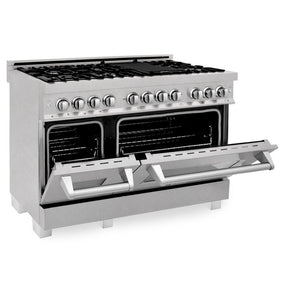 ZLINE 48 in. 6.0 cu. ft. Legacy Dual Fuel Range with 7 Burner Gas Cooktop and 2 Electric Ovens in DuraSnow® Stainless Steel (RAS-SN-48)