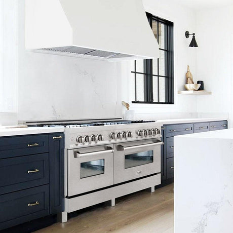 ZLINE 60 in. 7.4 cu. ft. Legacy Dual Fuel Range with 9 Burner Gas Cooktop and 2 Electric Convection Ovens in DuraSnow® Stainless Steel (RAS-SN-60)