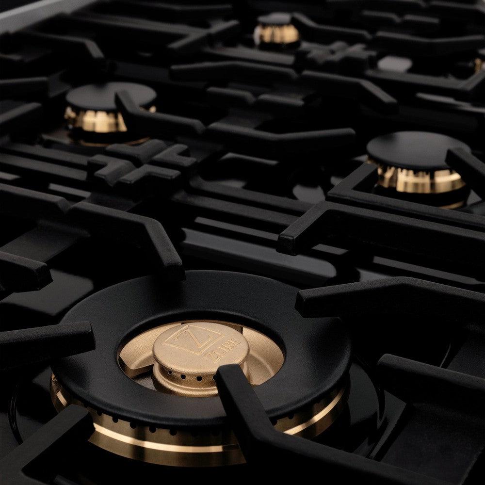 ZLINE Autograph Edition 30 in. 4.0 cu. ft. Legacy Dual Fuel Range with 4 Burner Gas Cooktop and Electric Convection Oven in DuraSnow® Stainless Steel and Matte Black Accents (RASZ-SN-30-MB)