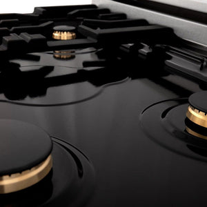 ZLINE Autograph Edition 30 in. 4.0 cu. ft. Legacy Dual Fuel Range with 4 Burner Gas Cooktop and Electric Convection Oven in DuraSnow® Stainless Steel and Matte Black Accents (RASZ-SN-30-MB)
