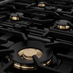ZLINE Autograph Edition 30 in. 4.0 cu. ft. Legacy Dual Fuel Range with 4 Burner Gas Cooktop and Electric Convection Oven in Stainless Steel with White Matte Door and Polished Gold Accents (RAZ-WM-30-G)
