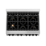 ZLINE Autograph Edition 36 in. 4.6 cu. ft. Dual Fuel Range with Gas Stove and Electric Oven in Stainless Steel with Matte Black Accents (RAZ-36-MB)