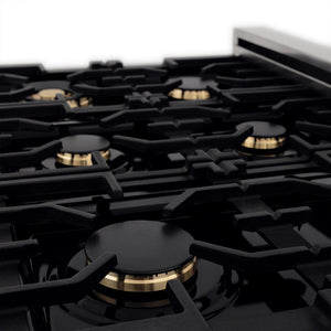 ZLINE Autograph Edition 36 in. 4.6 cu. ft. Legacy Dual Fuel Range with 6 Burner Gas Cooktop and Electric Convection Oven in Stainless Steel and Matte Black Accents (RAZ-36-MB)