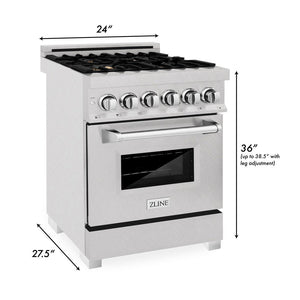 ZLINE 24 in. 2.8 cu. ft. Legacy Dual Fuel Range with Gas Cooktop and Electric Convection Oven in DuraSnow® Stainless Steel with 4 Brass Burners (RAS-SN-BR-24)
