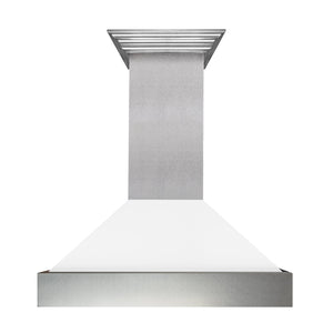 ZLINE 48 in. Kitchen Package with DuraSnow® Stainless Steel Dual Fuel Range with White Matte Doors and Convertible Vent Range Hood (2KP-RASWMRH48)