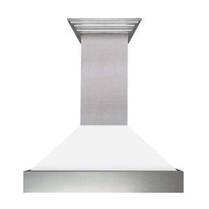 ZLINE 30 in. Kitchen Package with DuraSnow® Stainless Steel Dual Fuel Range with White Matte Door and Convertible Vent Range Hood (2KP-RASWMRH30)
