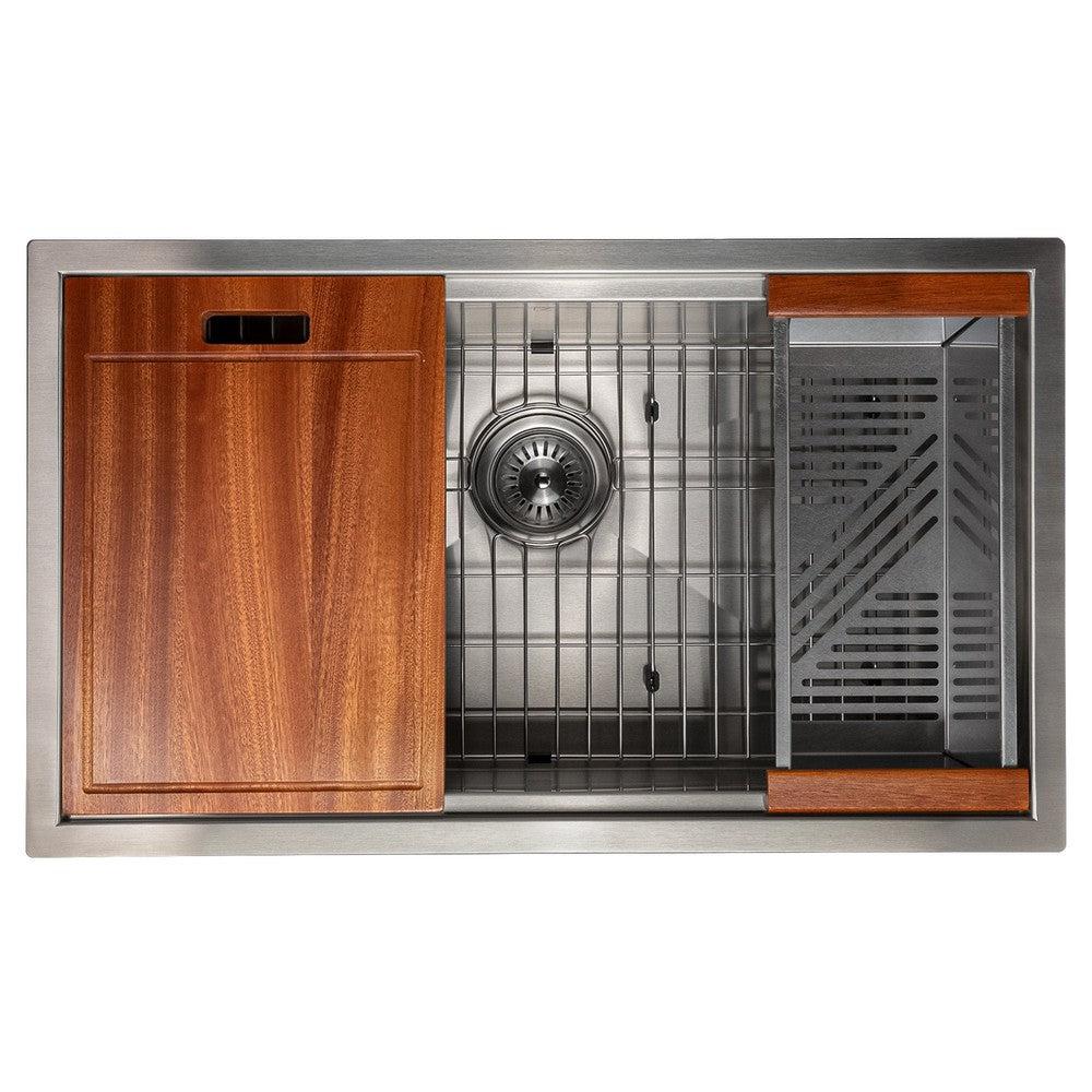 ZLINE Garmisch 30 in. Undermount Single Bowl Scratch Resistant Stainless Steel Kitchen Sink with Bottom Grid and Accessories (SLS-30S)