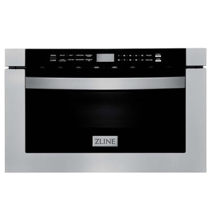 ZLINE 30 in. Kitchen Package with Stainless Steel Gas Range, Convertible Vent Range Hood and Microwave Drawer (3KP-SGRRH30-MW)