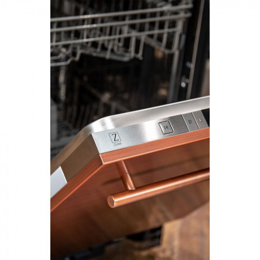 ZLINE 24 in. Top Control Dishwasher with Copper Panel and Modern Style Handle, 52dBa (DW-C-24)