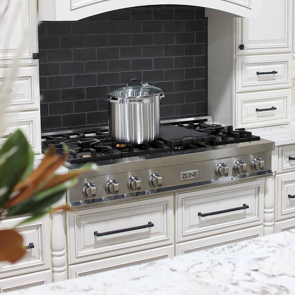 ZLINE 48 in. Legacy Gas Rangetop with 6 Brass Burners and Porcelain Cooktop in Stainless Steel (RT-BR-48)