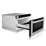 ZLINE Kitchen Package with Refrigeration, 36 in. Stainless Steel Dual Fuel Range, 36 in. Convertible Vent Range Hood, 24 in. Microwave Drawer, and 24 in. Tall Tub Dishwasher (5KPR-RARH36-MWDWV)