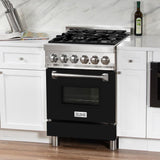 ZLINE 24 in. Professional Dual Fuel Range in Stainless Steel with Black Matte Door (RA-BLM-24)