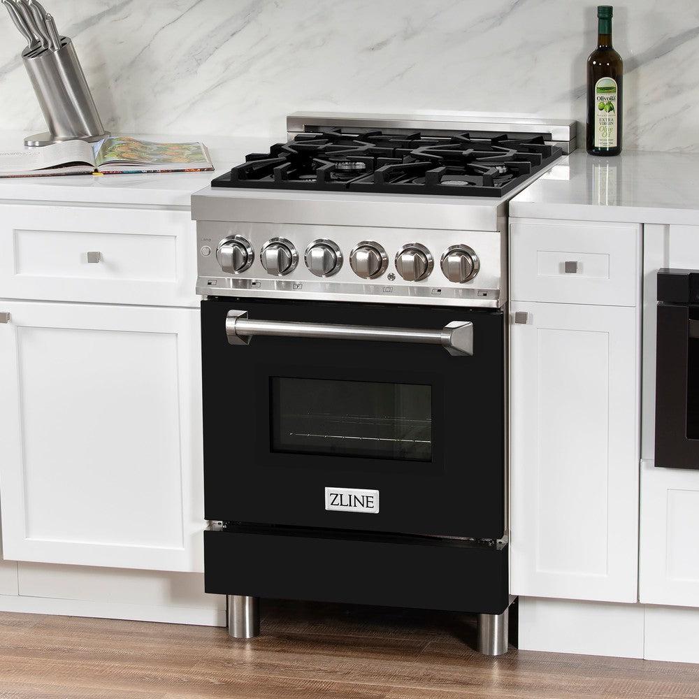 ZLINE 24 in. 2.8 cu. ft. Legacy Dual Fuel Range with 4 Burner Gas Cooktop and Electric Convection Oven in Stainless Steel (RA24)