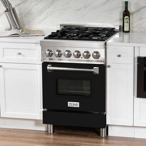 ZLINE 24 in. 2.8 cu. ft. Legacy Dual Fuel Range with 4 Burner Gas Cooktop and Electric Convection Oven in Stainless Steel (RA24)