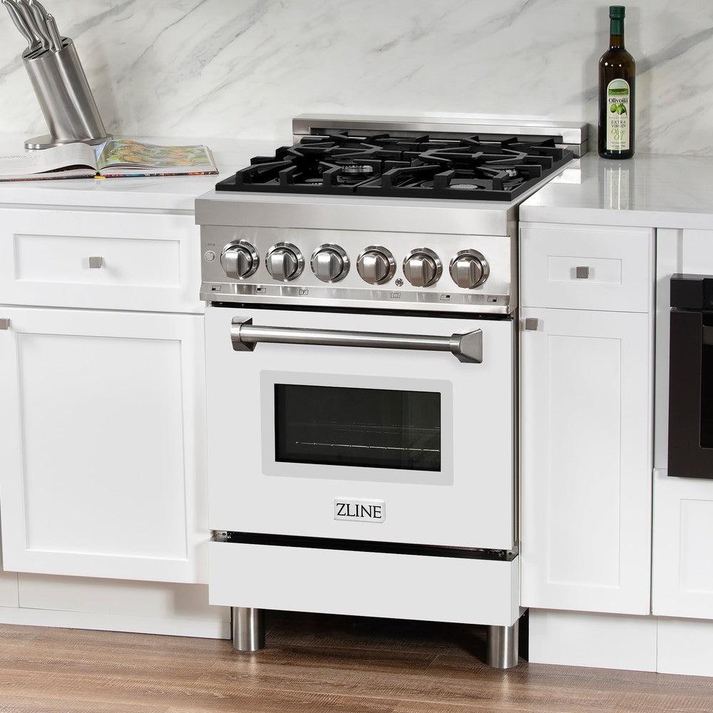 ZLINE 24 in. 2.8 cu. ft. Legacy Dual Fuel Range with 4 Burner Gas Cooktop and Electric Convection Oven in Stainless Steel (RA24)