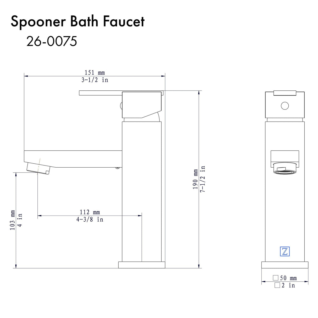 ZLINE Spooner Matte Black Bath Faucet (SPN-BF-MB)