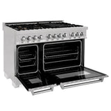 ZLINE 48 in. 6.0 cu. ft. Dual Fuel Range with Gas Stove and Electric Oven in Fingerprint Resistant Stainless Steel and Brass Burners (RAS-SN-BR-48)