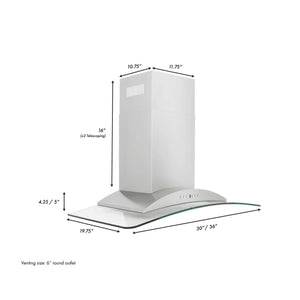 ZLINE Convertible Vent Wall Mount Range Hood in Stainless Steel and Glass (KN)