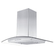 ZLINE Convertible Vent Wall Mount Range Hood in Stainless Steel & Glass with Crown Molding (KZCRN)