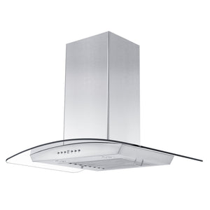 ZLINE Convertible Vent Wall Mount Range Hood in Stainless Steel and Glass with Crown Molding (KZCRN)