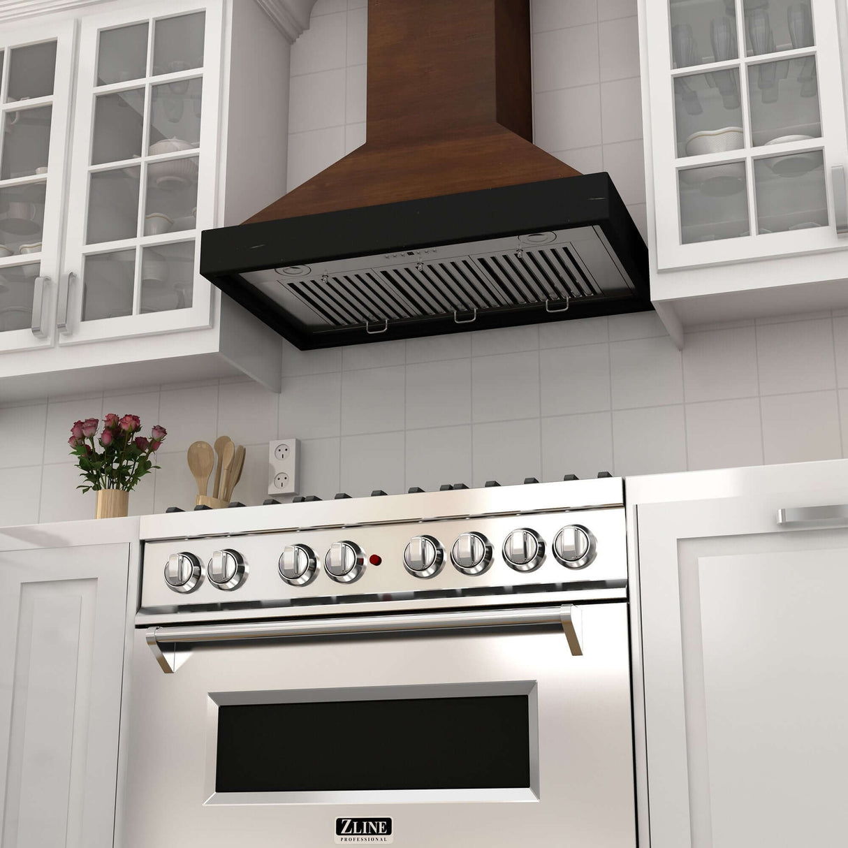 ZLINE 30 in. Convertible Vent Wooden Wall Mount Range Hood in Antigua and Walnut (KBAR-30)