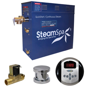 SteamSpa Oasis 6 KW QuickStart Acu-Steam Bath Generator Package with Built-in Auto Drain in Polished Chrome OA600CH-A