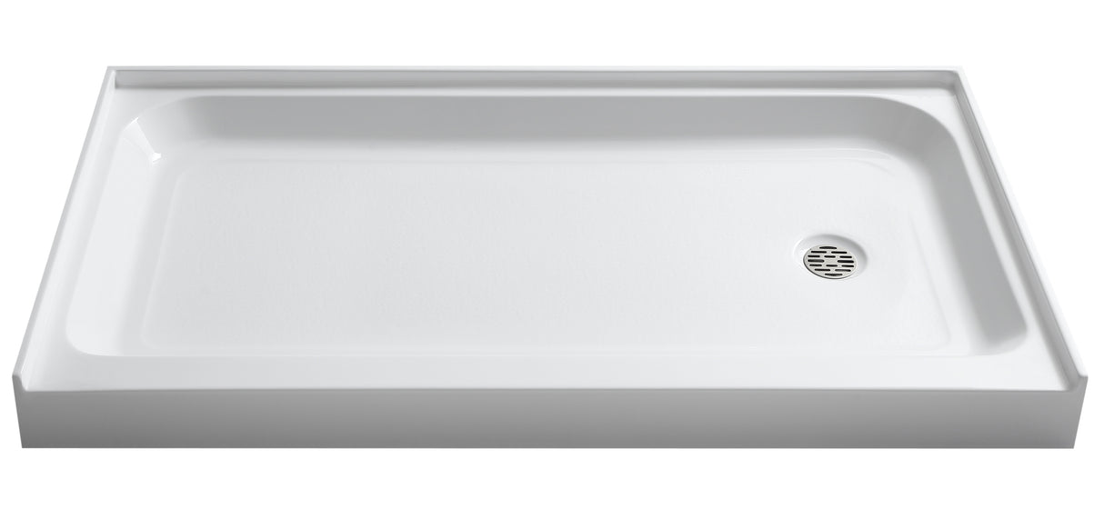 ANZZI SB-AZ03RD Tier 32 x 60  in. Right Drain Single Threshold Shower Base in White