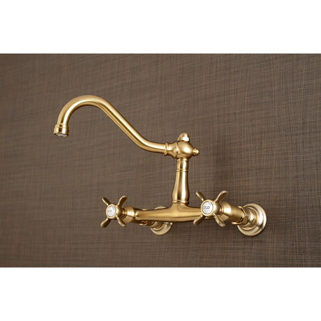 Kingston Brass KS3247BEX Essex Wall Mount Bathroom Faucet, Brushed Brass