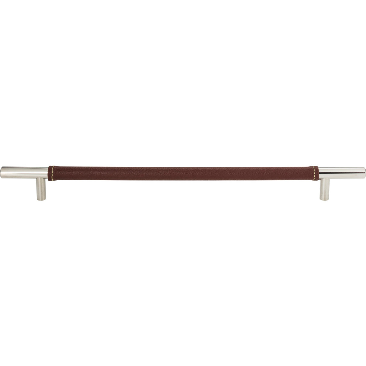Atlas Homewares Zanzibar Brown Leather Pull 11 5/16 Inch (c-c) Polished Chrome