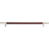 Atlas Homewares Zanzibar Brown Leather Pull 11 5/16 Inch (c-c) Polished Chrome