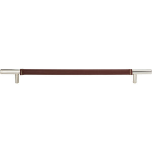 Atlas Homewares Zanzibar Brown Leather Pull 11 5/16 Inch (c-c) Polished Chrome