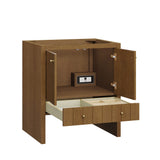 Hudson 30" Single Vanity, Honey Oak w/ 3 CM Eternal Jasmine Pearl Silestone Top