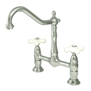 Kingston Brass KS1171PX Heritage Bridge Kitchen Faucet, Polished Chrome