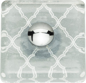 Atlas Homewares Quatrefoil Glass Square Knob 1 1/2 Inch Polished Chrome