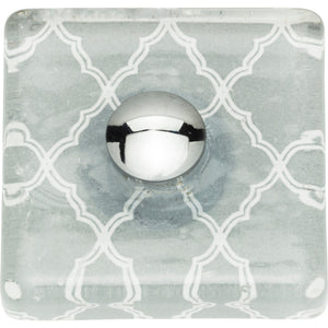 Atlas Homewares Quatrefoil Glass Square Knob 1 1/2 Inch Polished Chrome